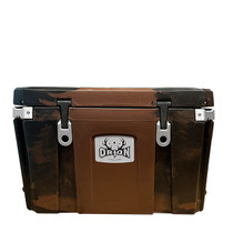black, brown, black banded 55 quart Orion Cooler front view